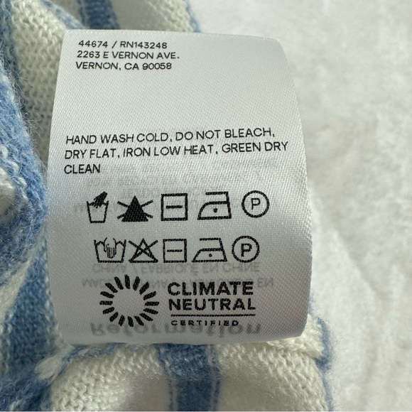 Reformation S Ivory Parisian Blue Stripe Cashmere Light Comfy Sweater - Picture 4 of 5